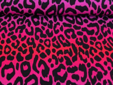 French Terry Digital Leo Regenbogenstreifen Pink